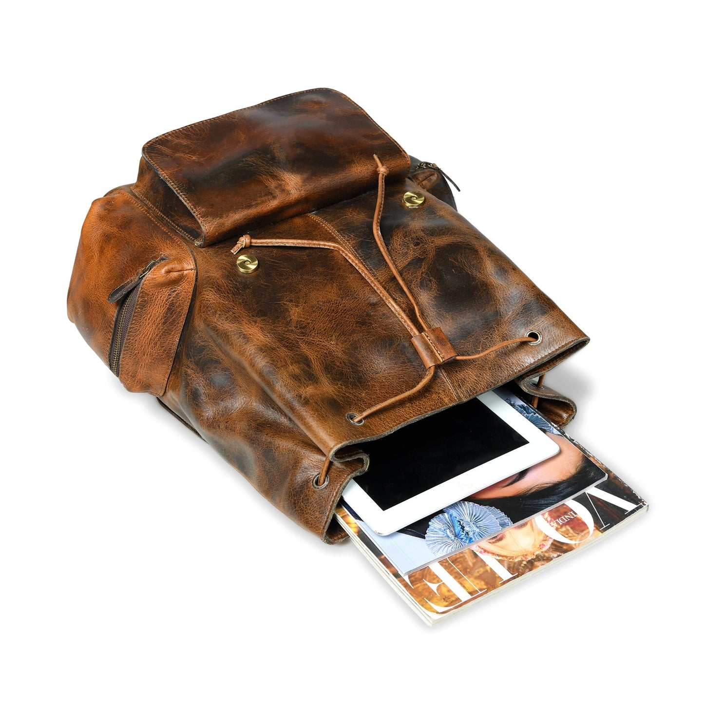 Leather Backpack: Burnt Brown