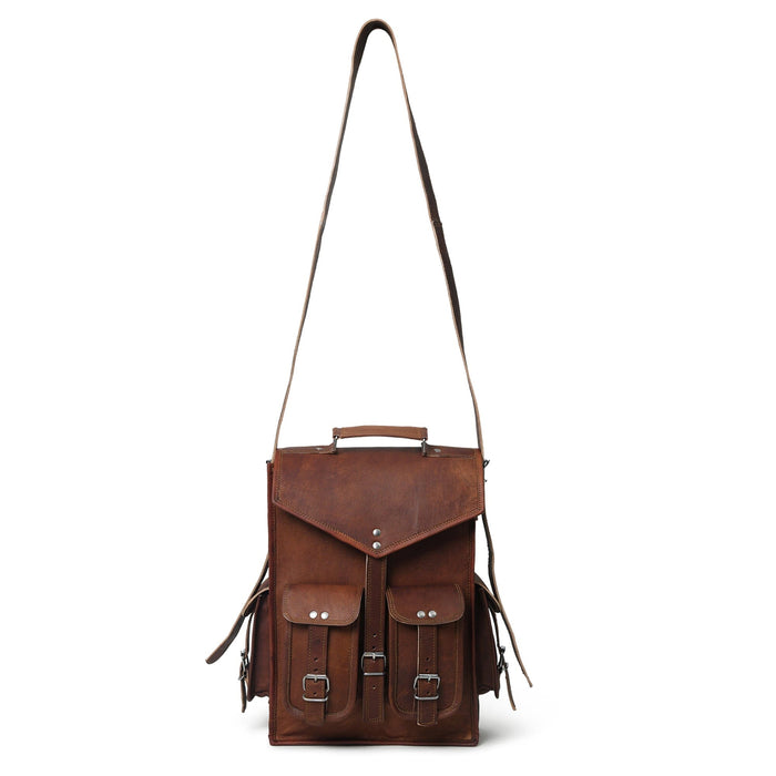 Convertible Goat Leather Backpack & Messenger