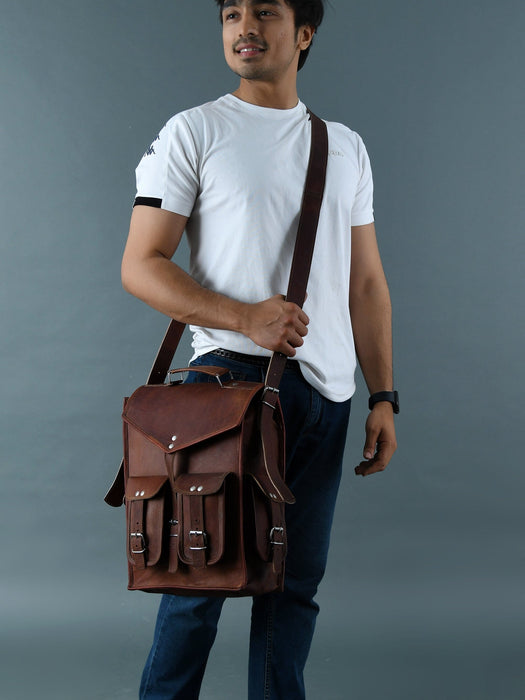 Convertible Goat Leather Backpack & Messenger