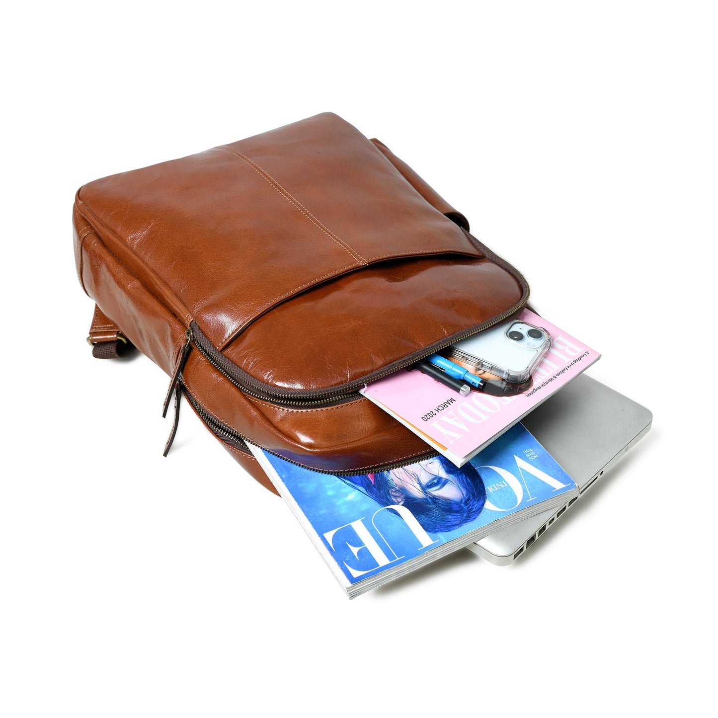 Italian Leather Backpack, Tan