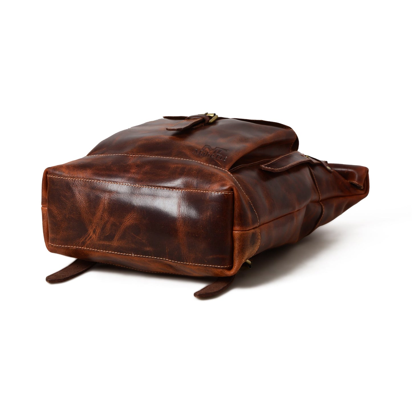 Brown Roll-Top Buffalo Leather Backpack