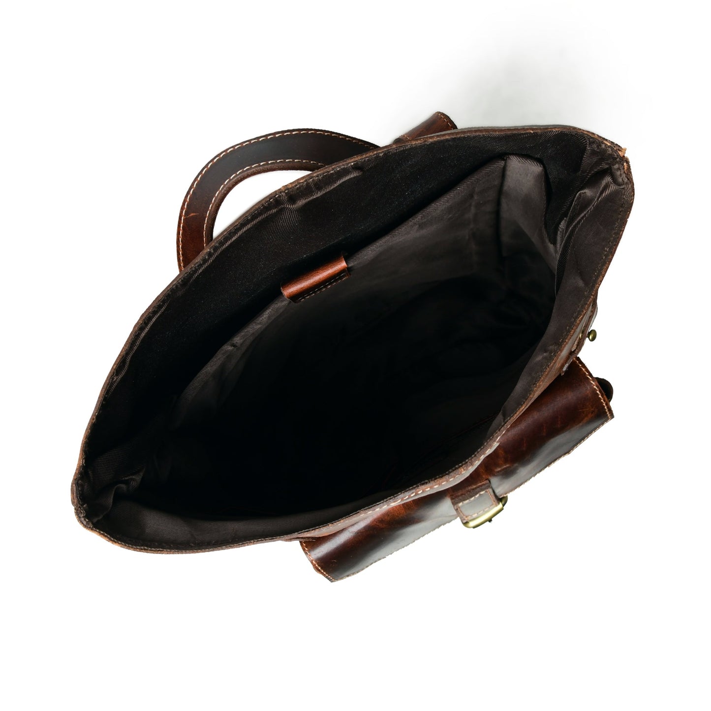 Brown Roll-Top Buffalo Leather Backpack