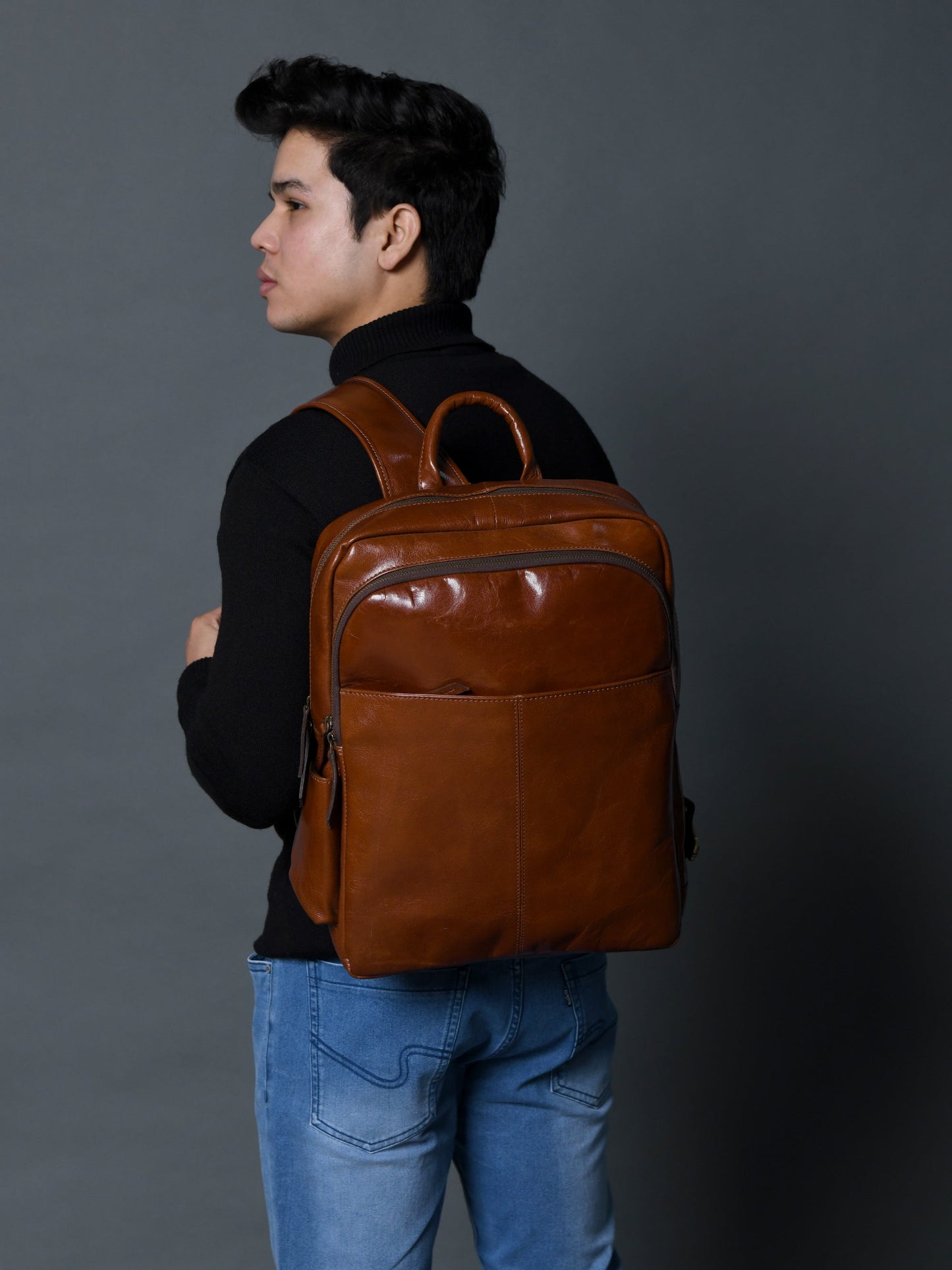 Italian Leather Backpack, Tan