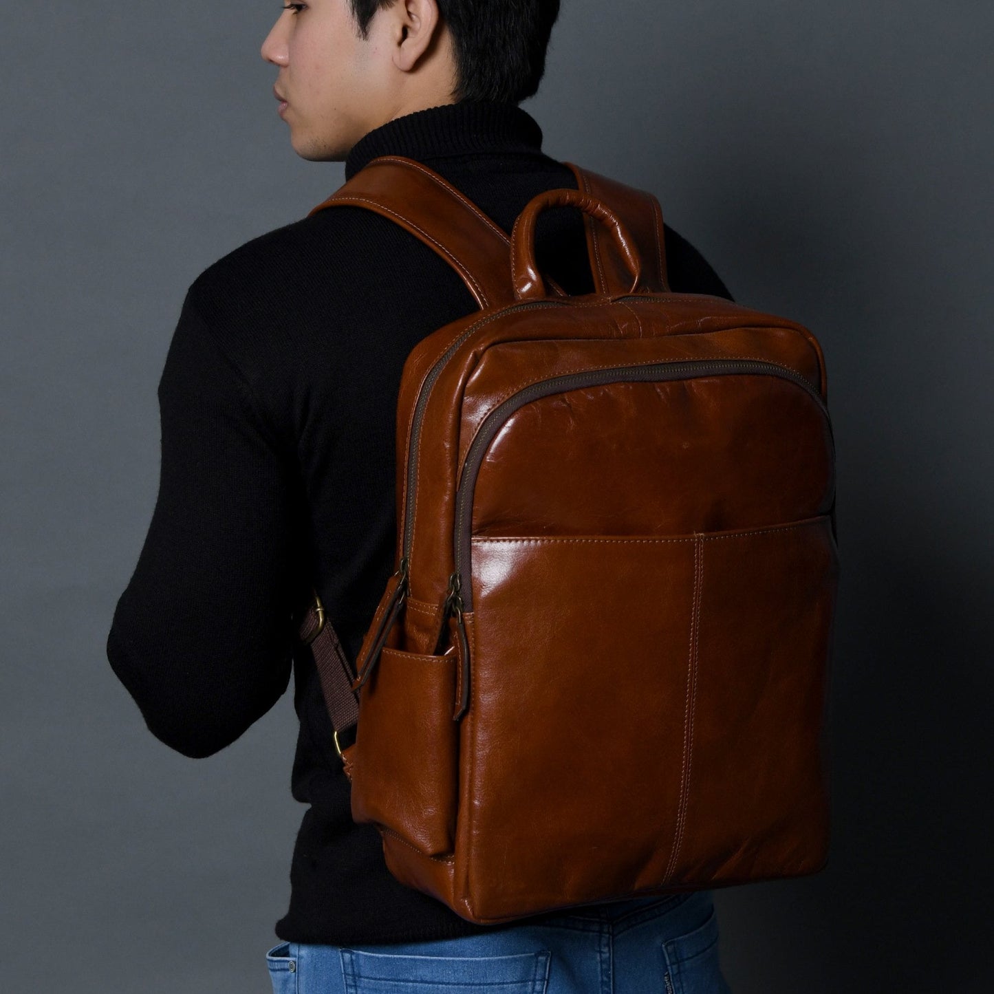 Italian Leather Backpack, Tan