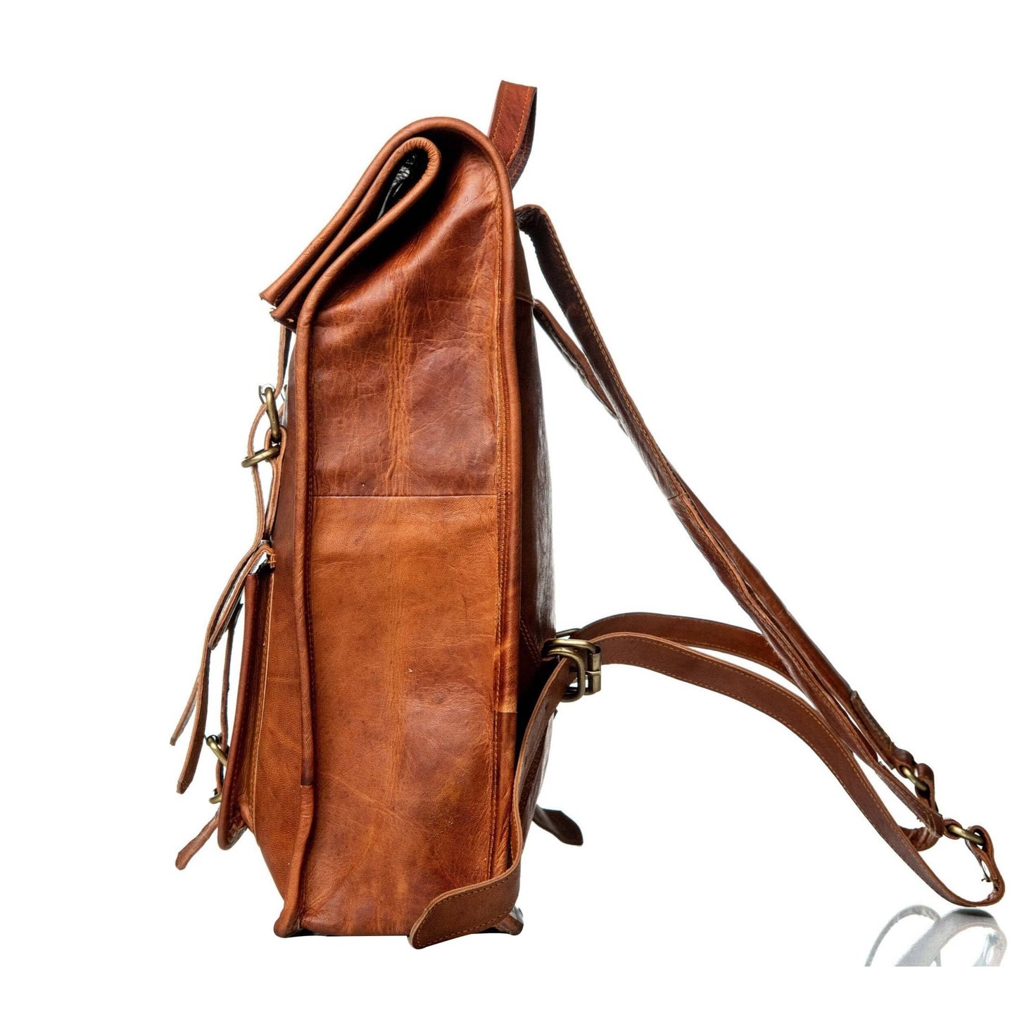 Roll-Top Goat Leather Backpack