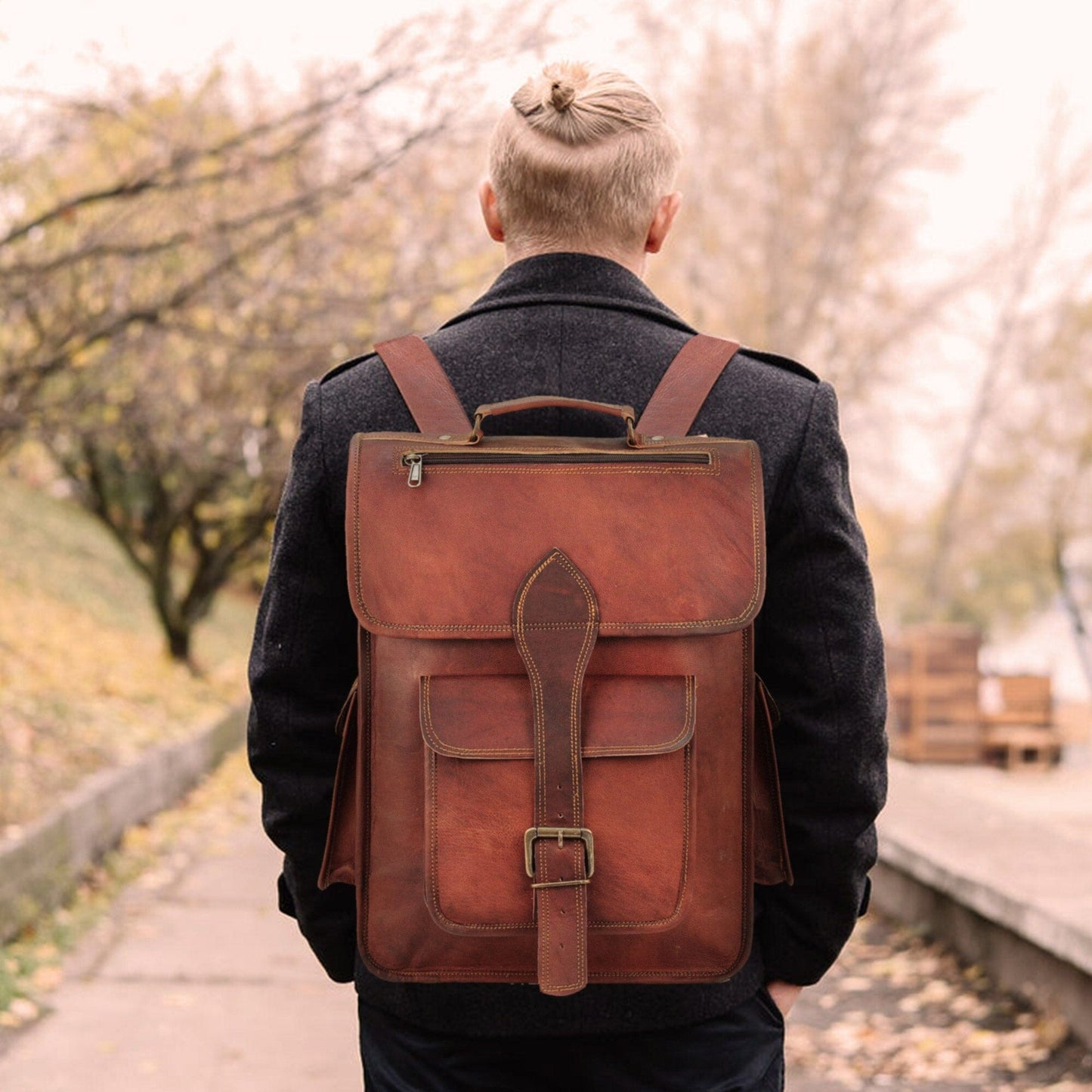Hughes Rustic Goat Leather Backpack