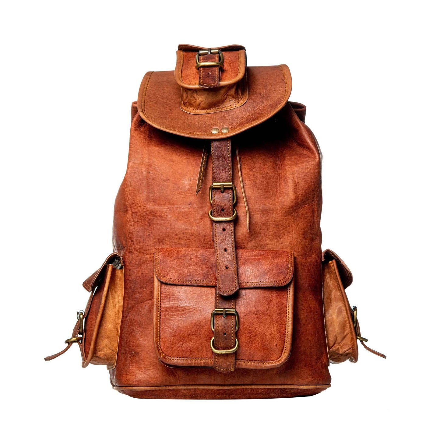 Olvri Vintage Brown Goat Leather Backpack