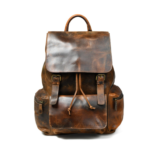 Leather Backpack: Burnt Brown