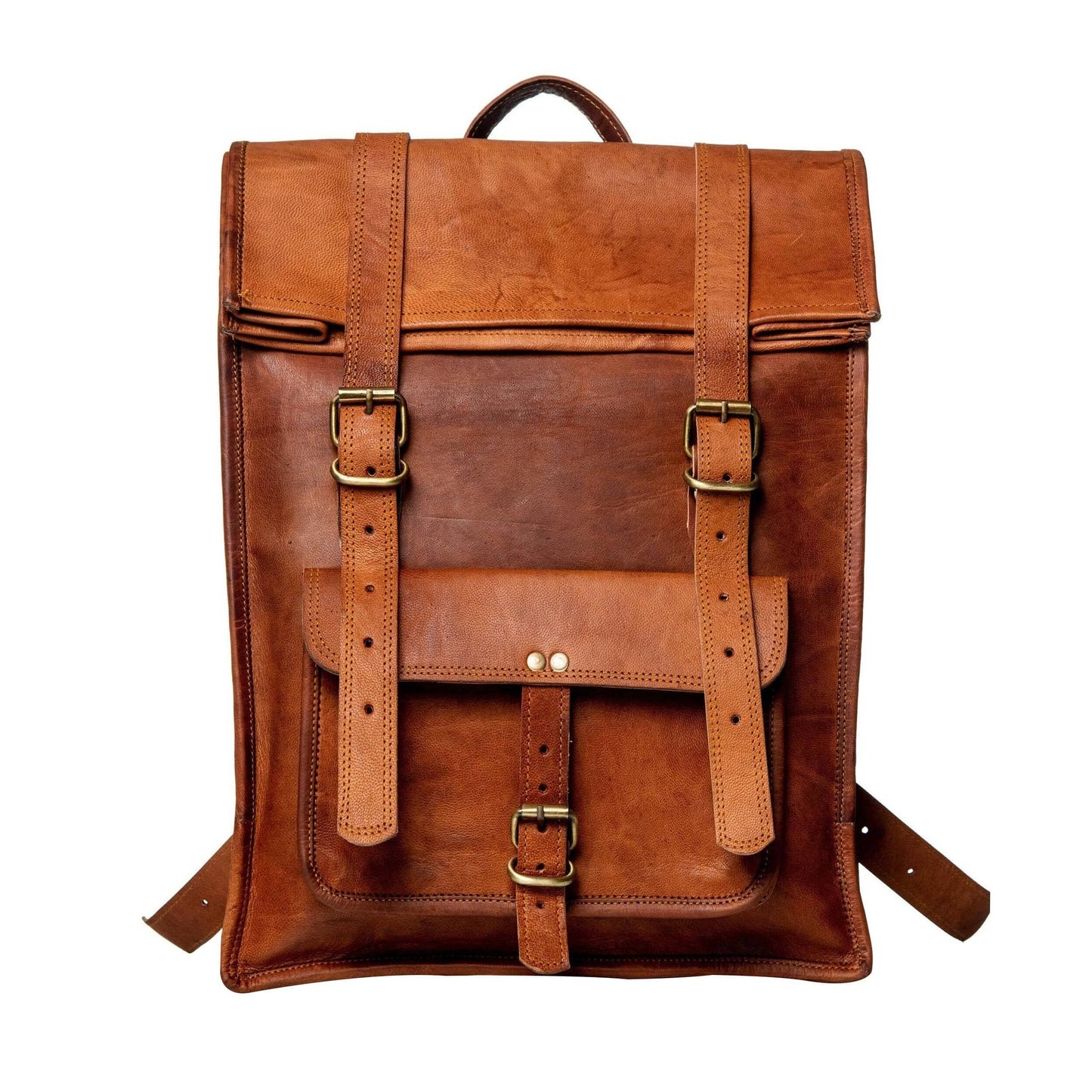 Roll-Top Goat Leather Backpack