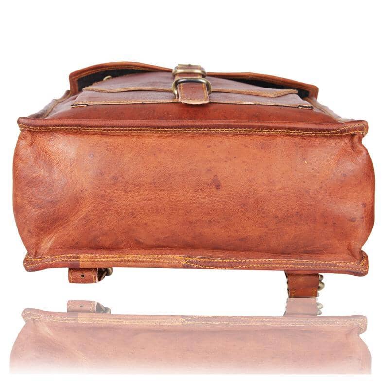 Olvri Vintage Brown Goat Leather Laptop Backpack — 15" x 11" x 4"