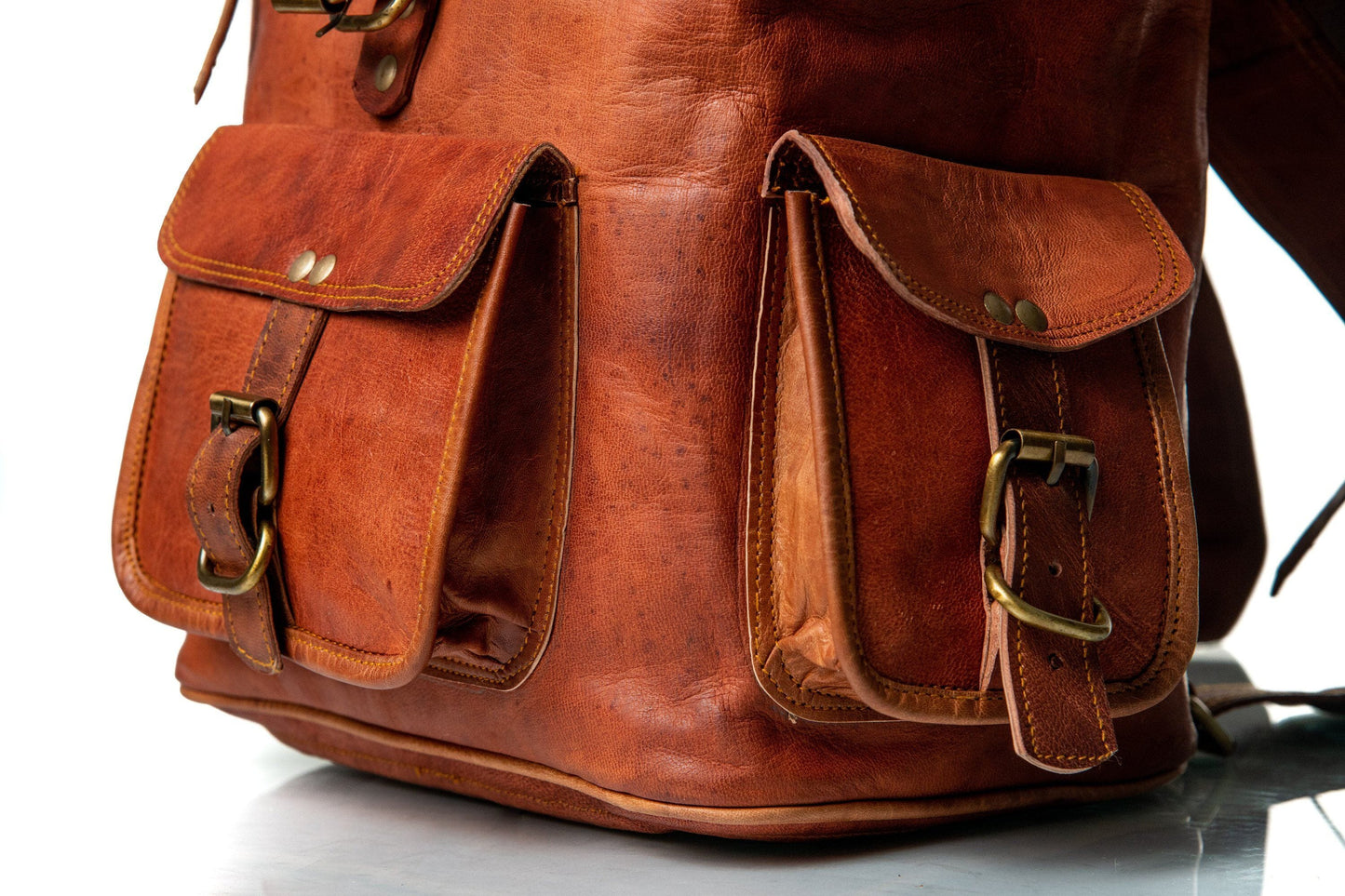 Olvri Vintage Brown Goat Leather Backpack