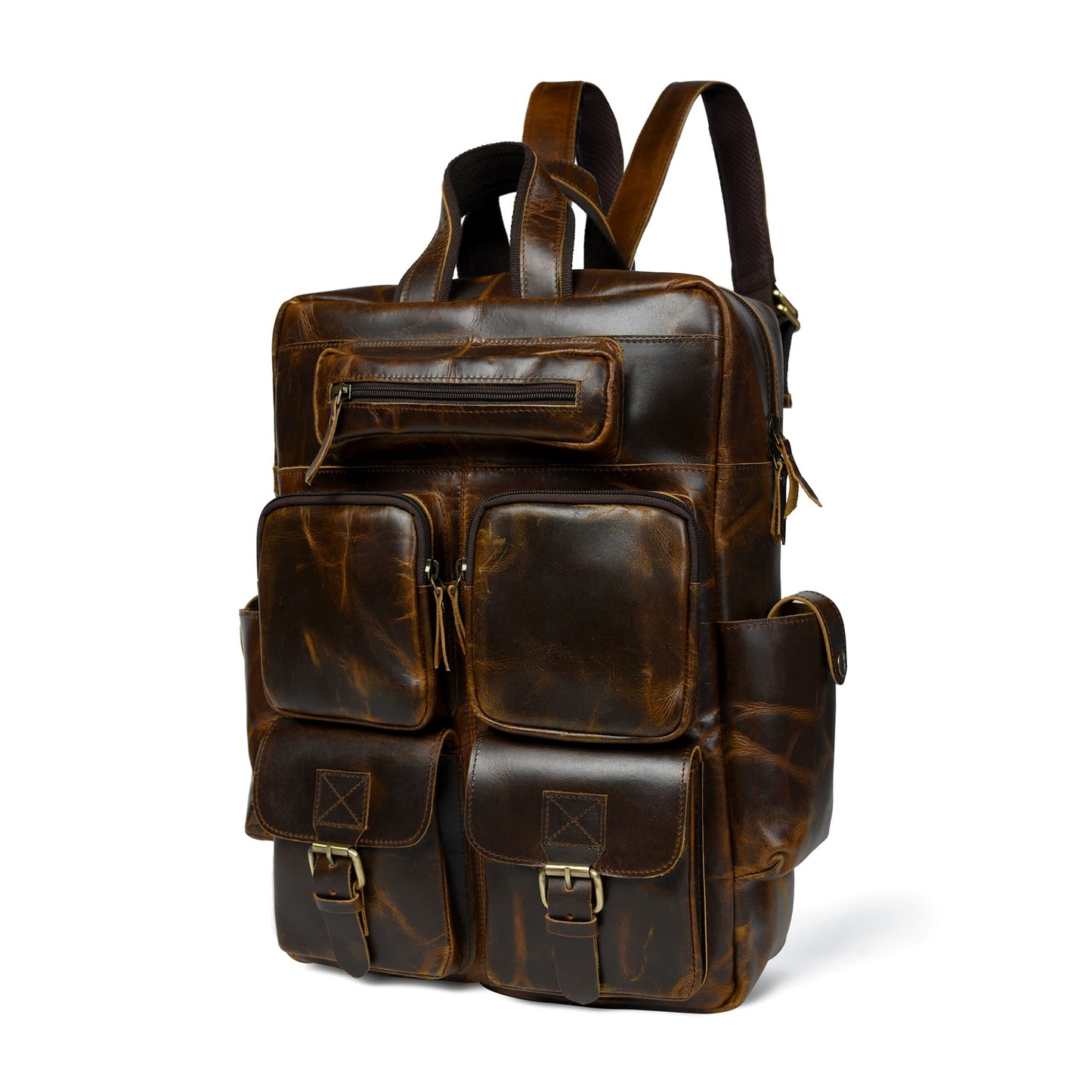Olvri Prime Multi-Pocket Leather Backpack